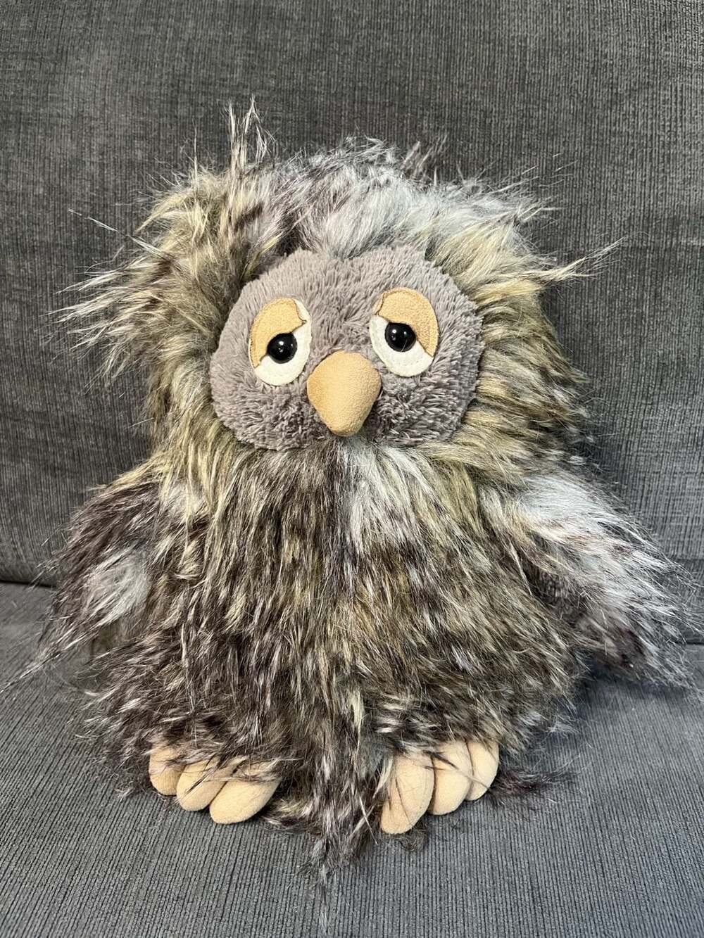 Jellycat Orlando Owl Plush Stuffed Animal Fuzzy Gray Fur
